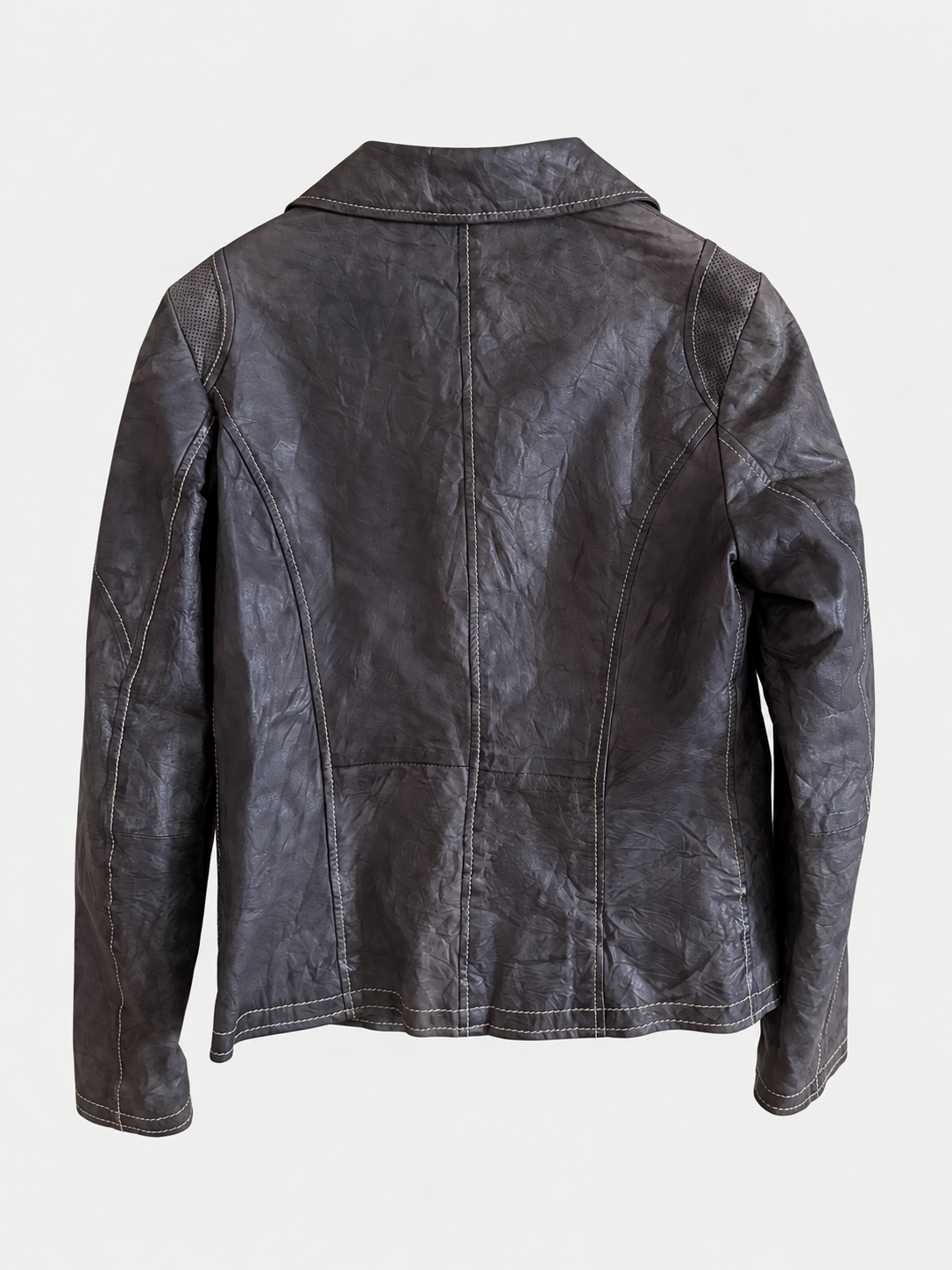 Julia & Roma – Lederjacke in Blaugrau – Größe 38