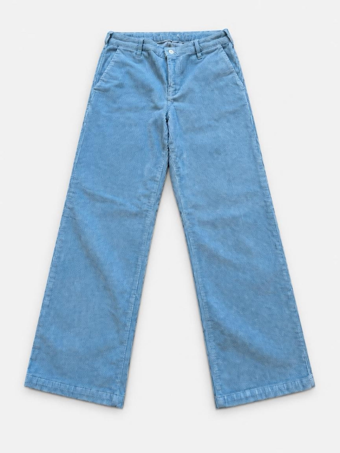 Hellblaue Cordhose mit weitem Bein – Größe 38