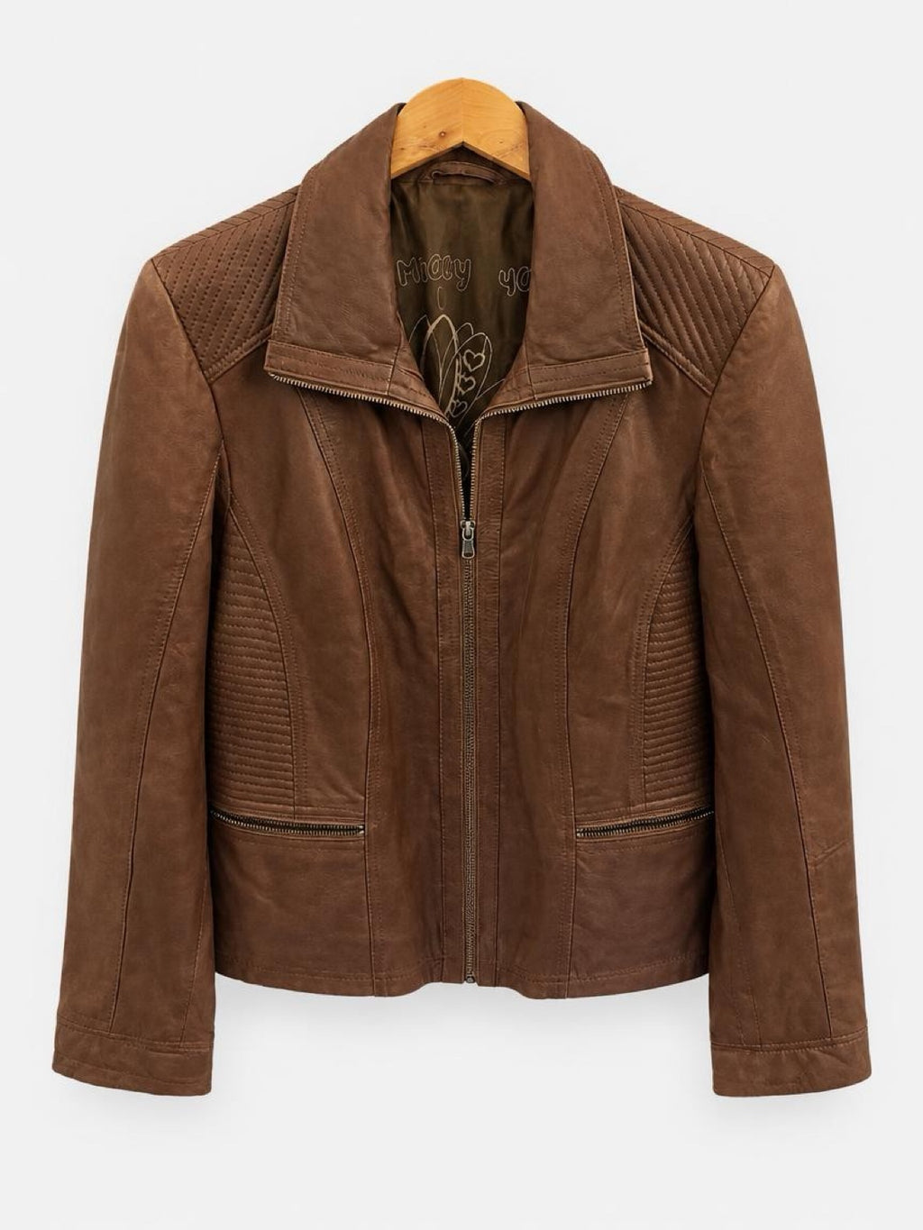 David Moore – Lederjacke in Braun, Größe 42