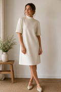 Karl Lagerfeld Kleid – Wollweiß mit feinen Streifen