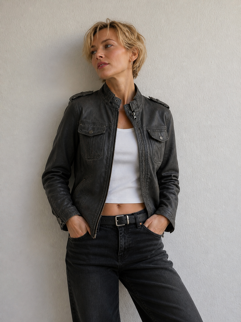 Gipsy Lederjacke – Größe M – Dunkelgrau