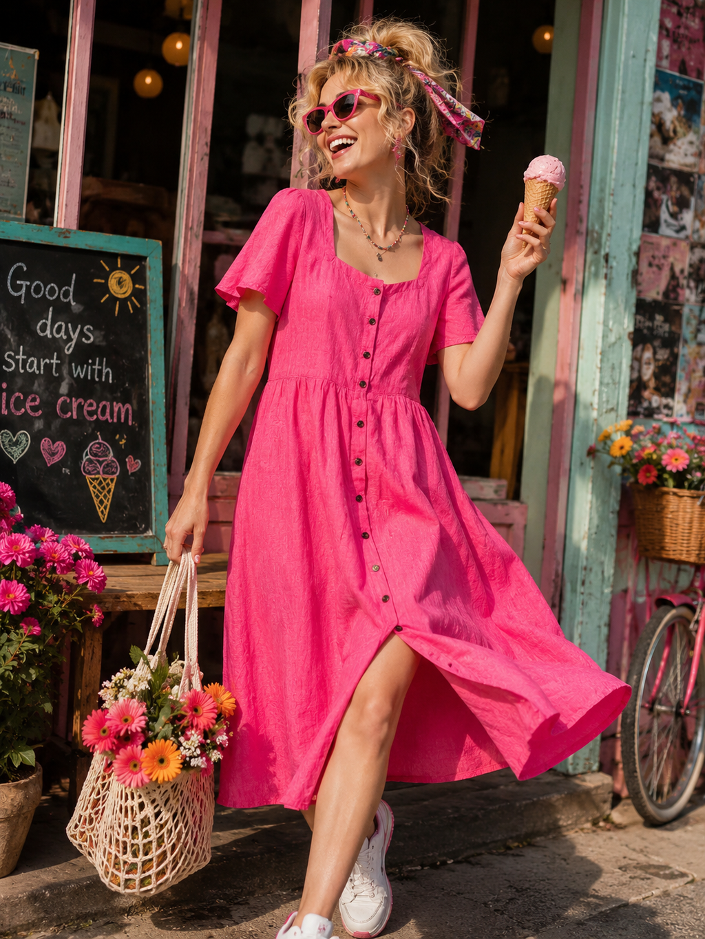 Lands' End Leinenkleid – Größe M