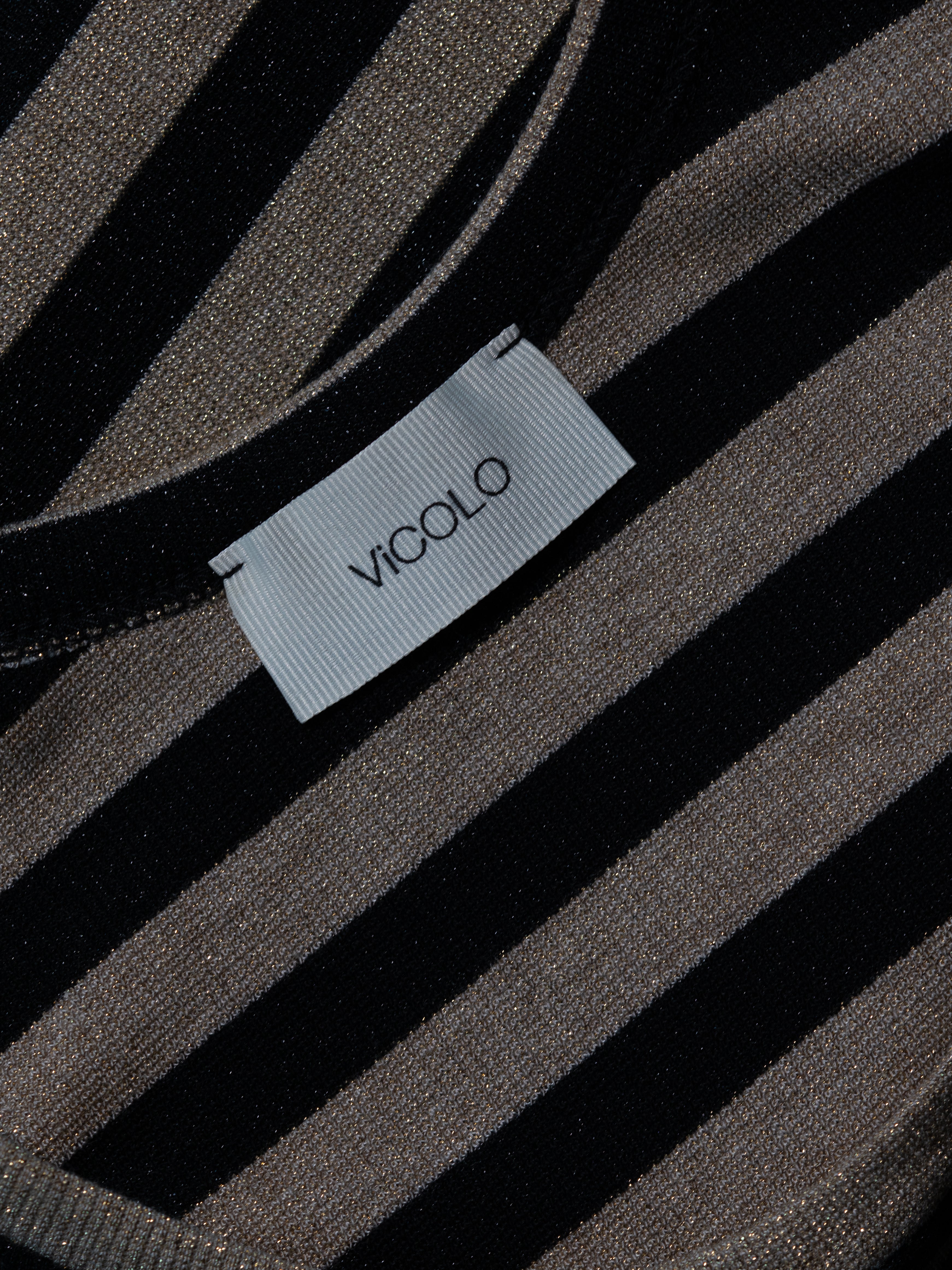 VICOLO Top in Gold & Schwarz – Streifen mit Glitzerfaktor