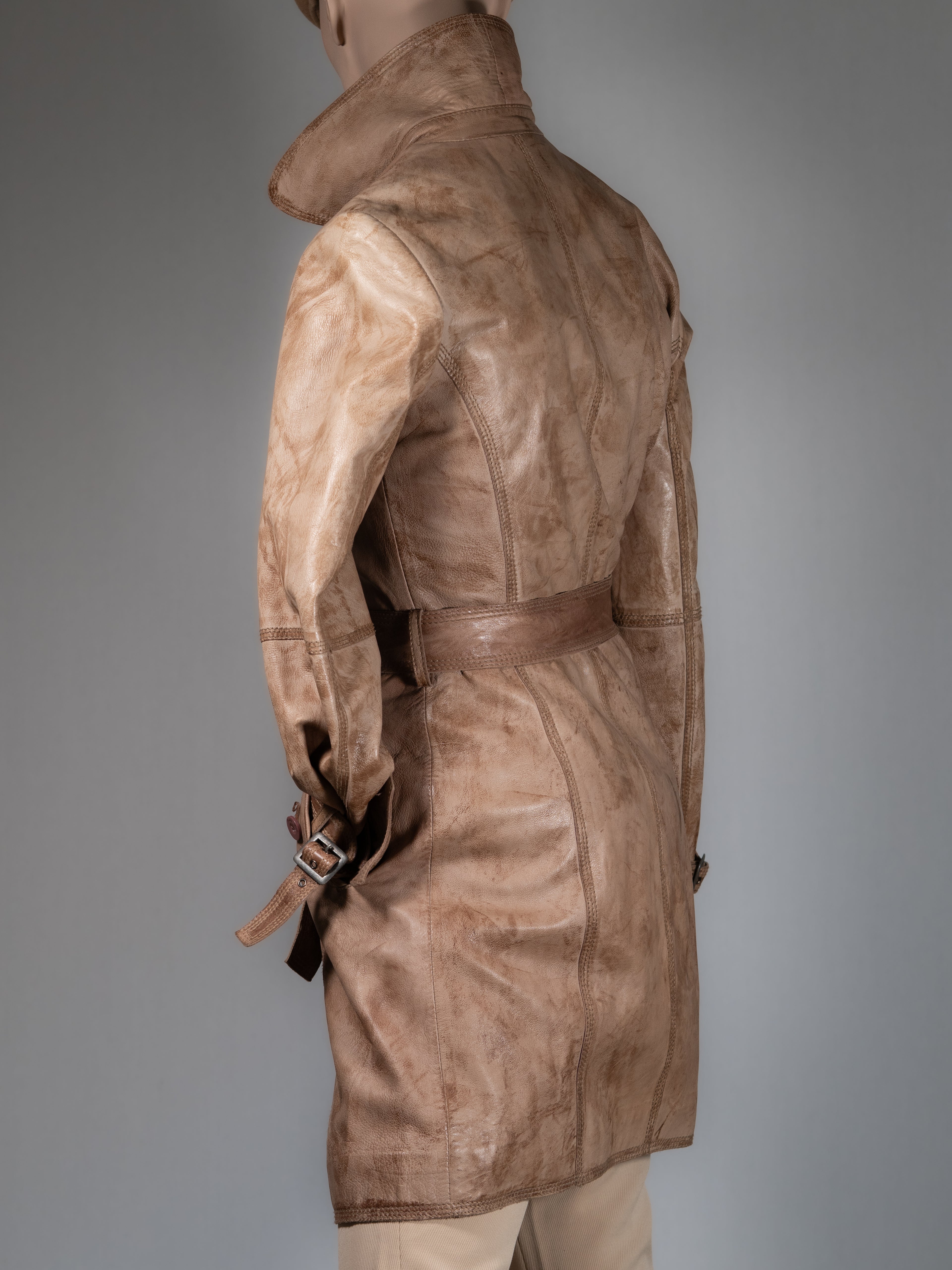 PAISLEY PARK Ledermantel in Braun – Trenchcoat-Style