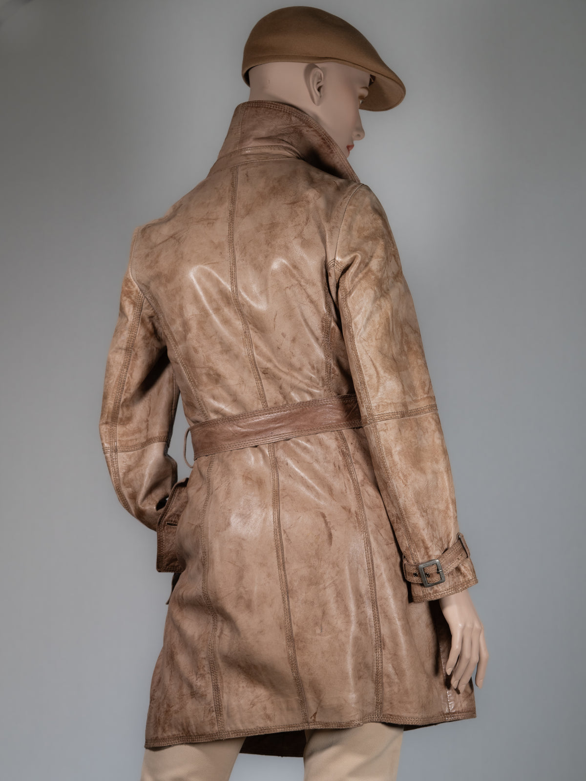 PAISLEY PARK Ledermantel in Braun – Trenchcoat-Style