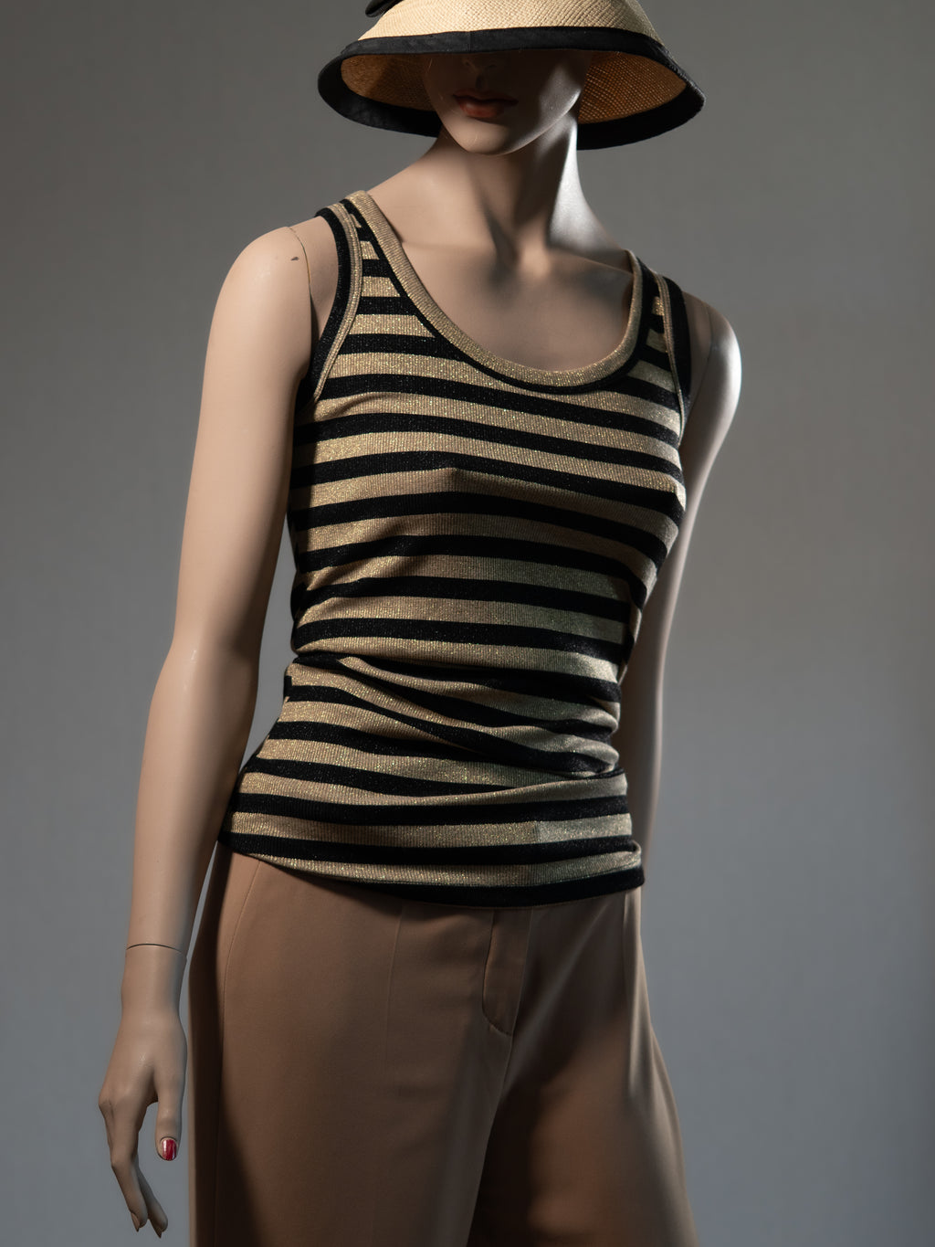 VICOLO Top in Gold & Schwarz – Streifen mit Glitzerfaktor