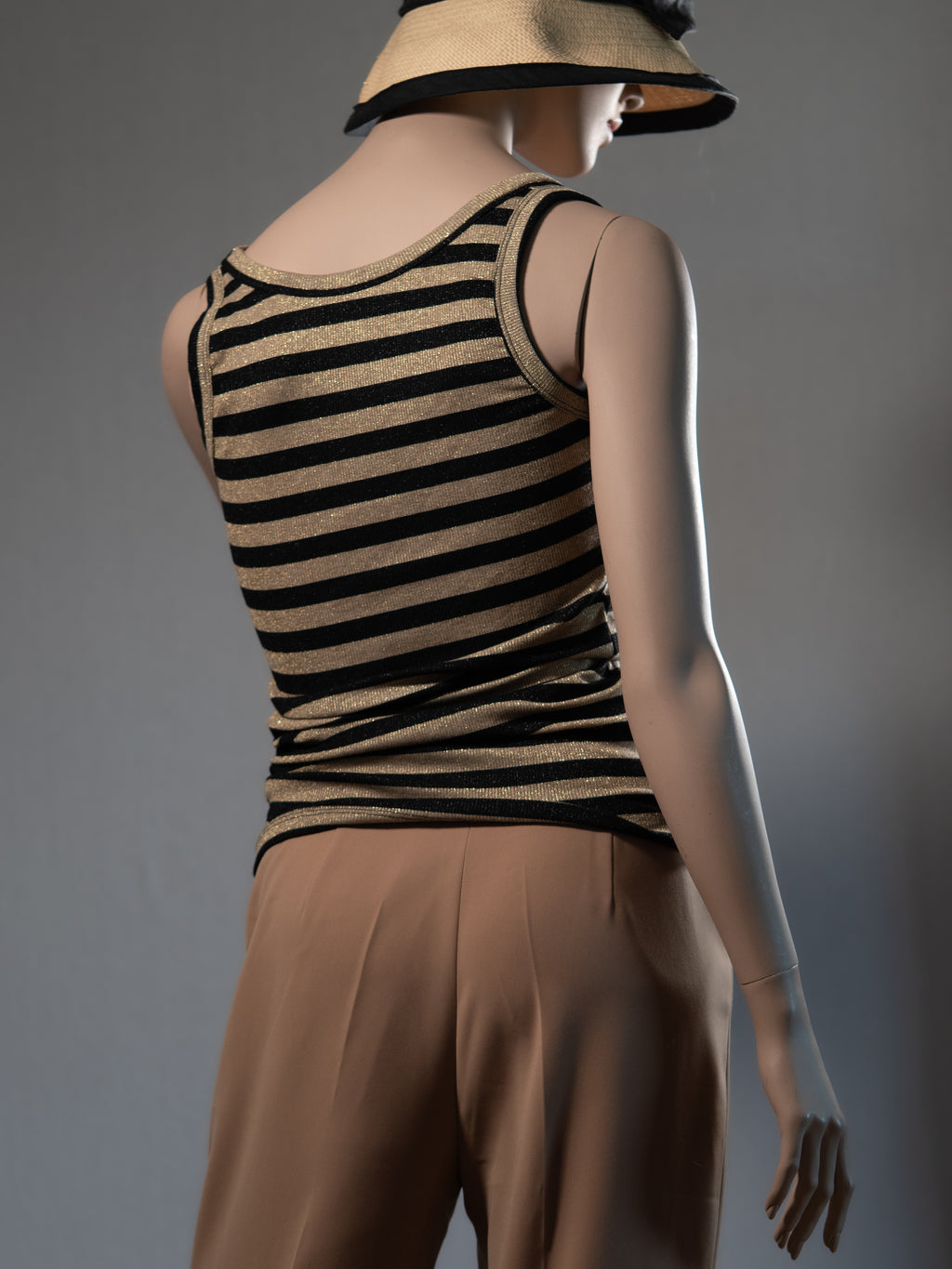 VICOLO Top in Gold & Schwarz – Streifen mit Glitzerfaktor