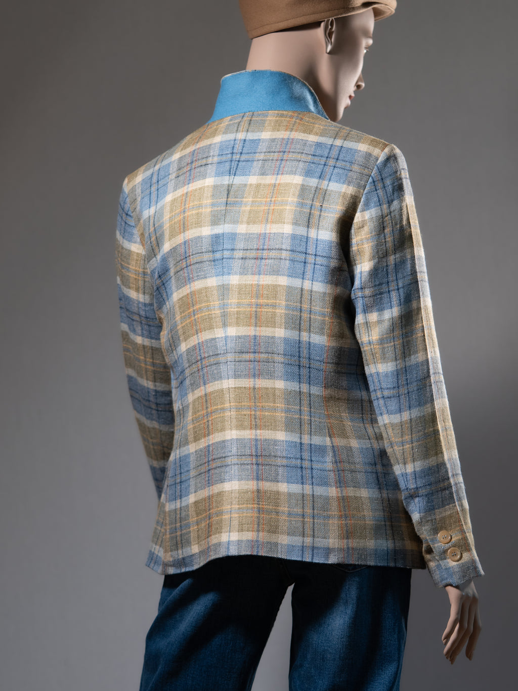 ROBERT NOBLE Blazer im Karomuster – Leinen trifft Seide