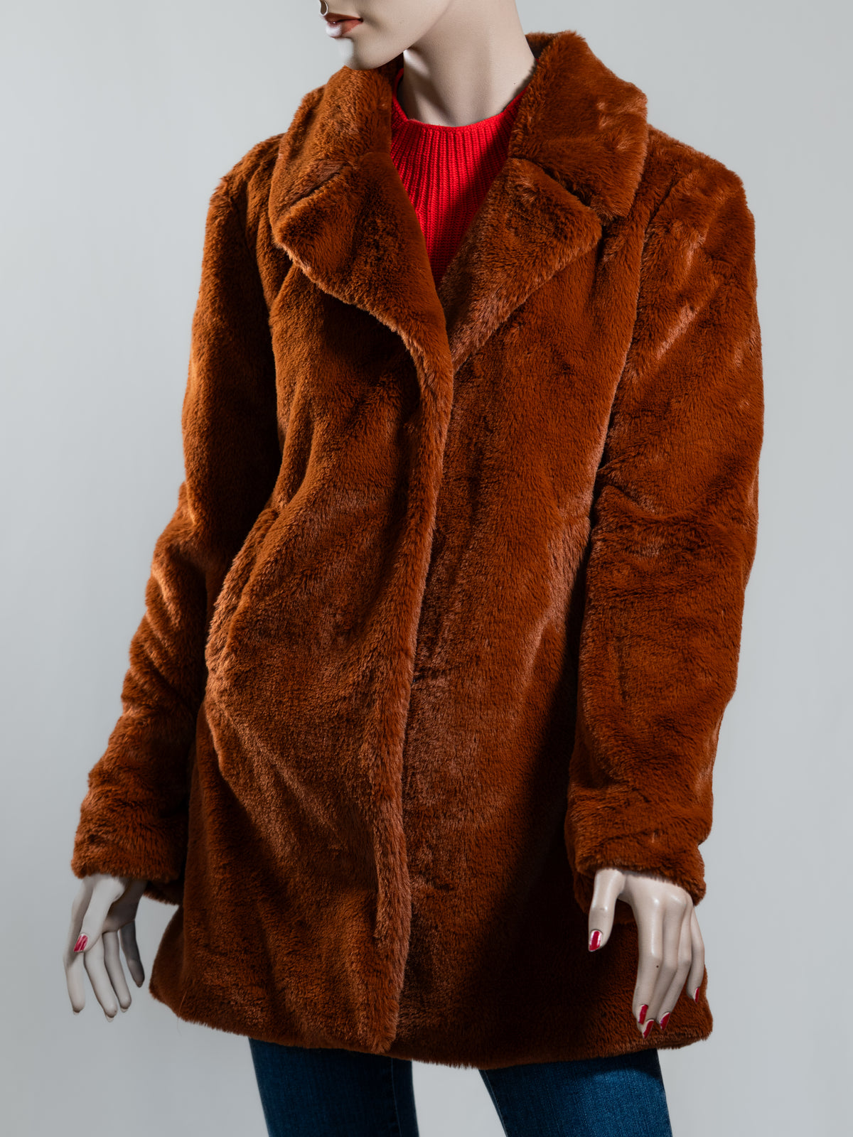 Gipsy Kunstfelljacke – Rostbraun – Größe S – NEU