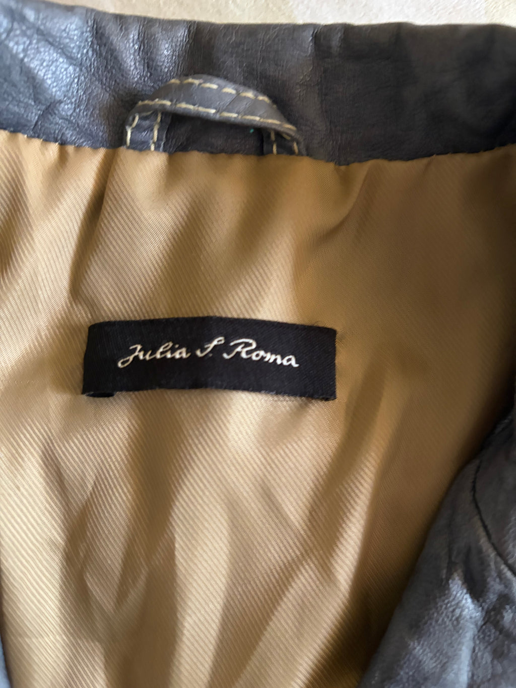 Julia & Roma – Lederjacke in Blaugrau – Größe 38