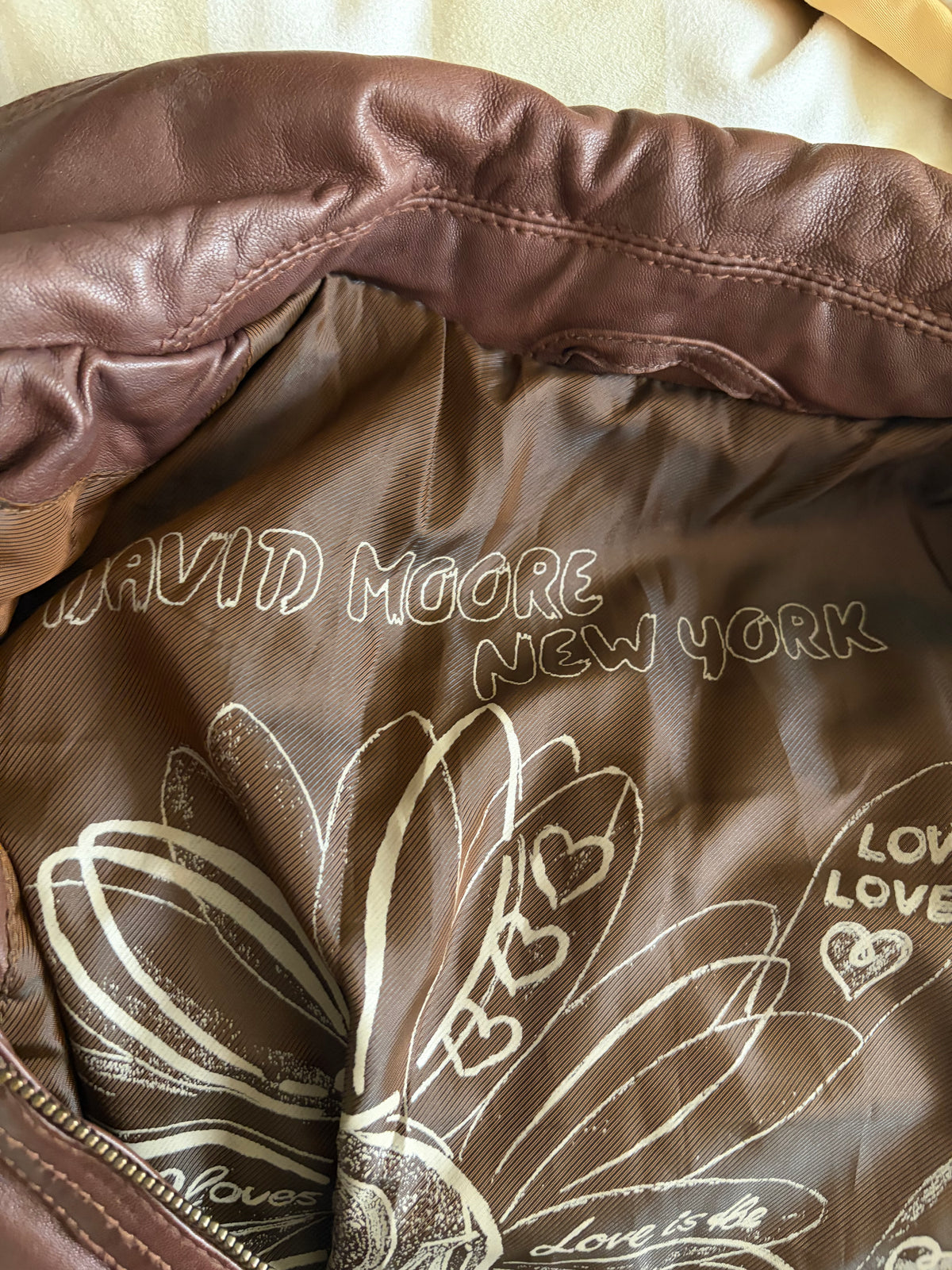David Moore – Lederjacke in Braun, Größe 42