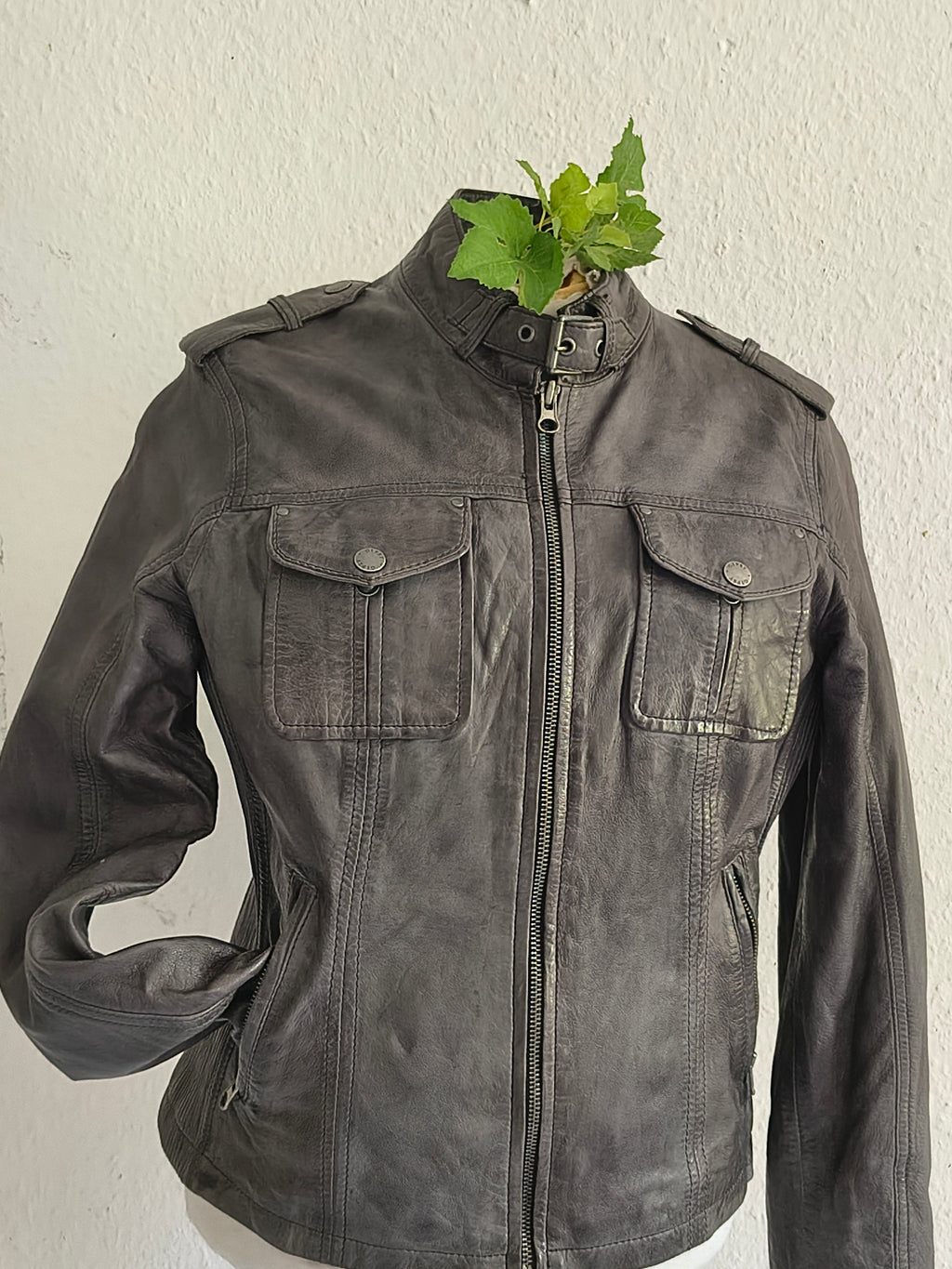Gipsy Lederjacke – Größe M – Dunkelgrau
