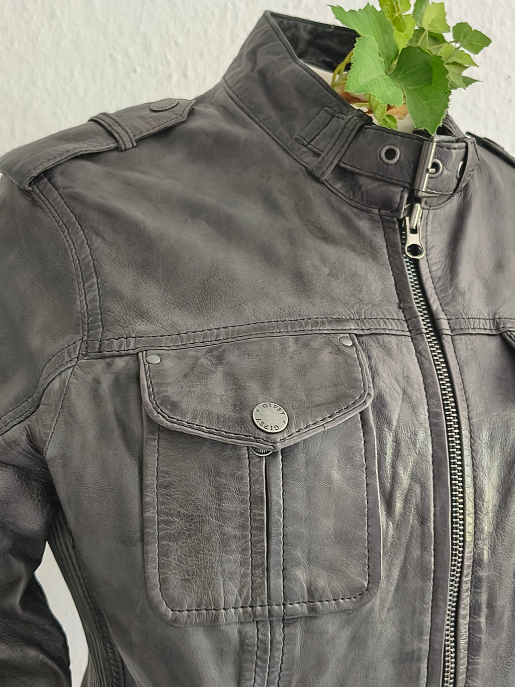 Gipsy Lederjacke – Größe M – Dunkelgrau