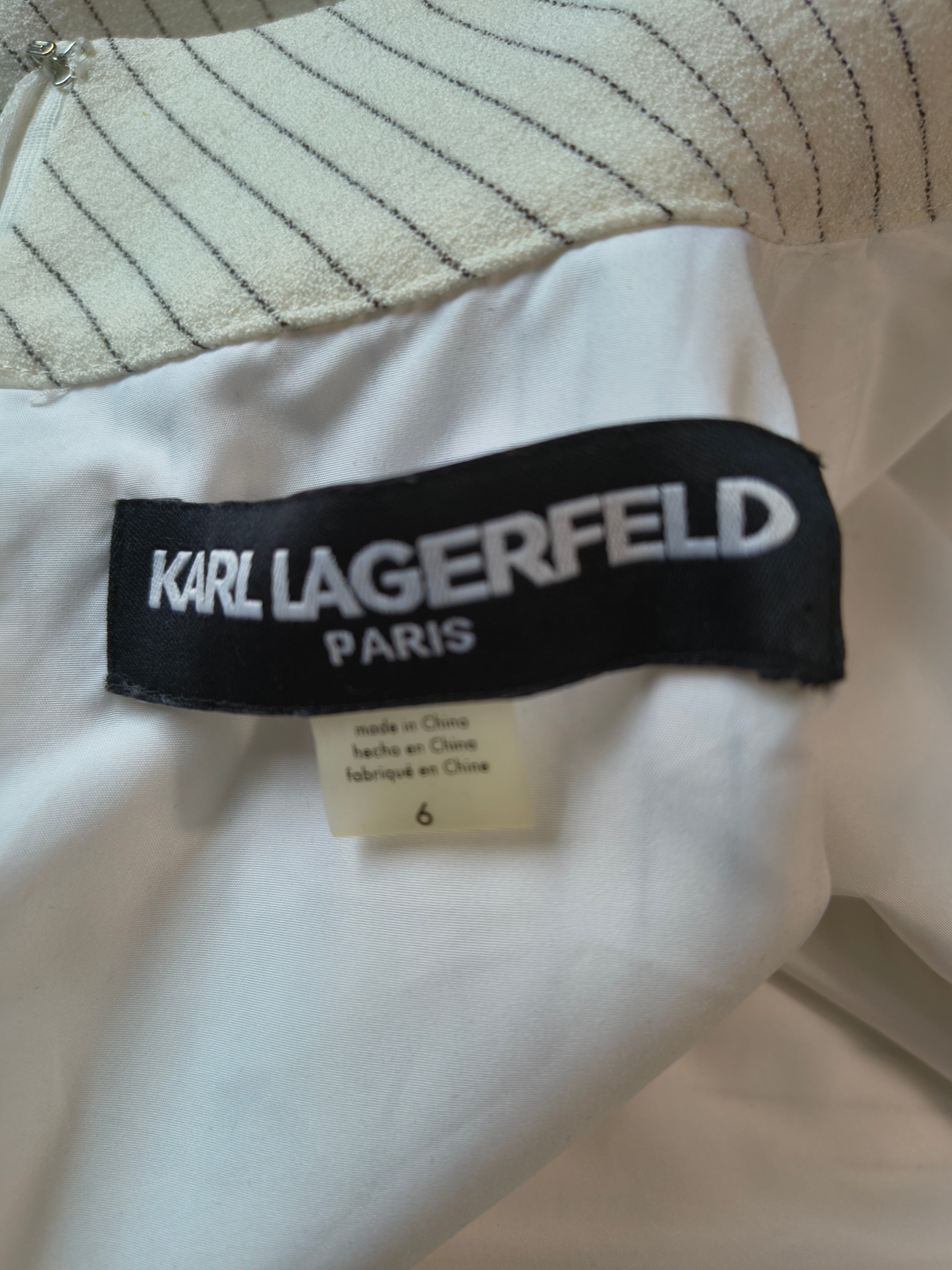 Karl Lagerfeld Kleid – Wollweiß mit feinen Streifen
