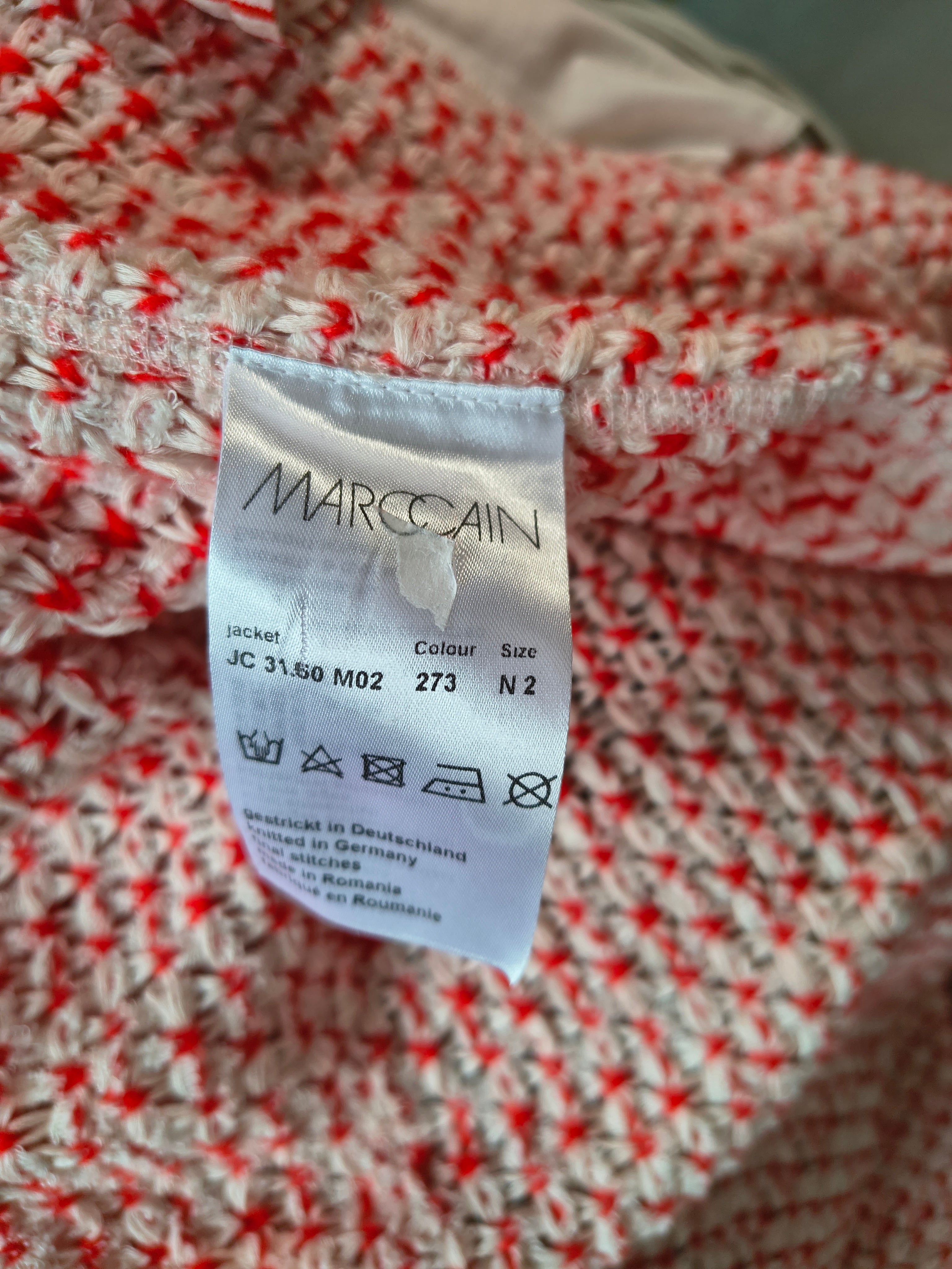 Marc Cain Mantel in Rot-Weiß – Größe N2