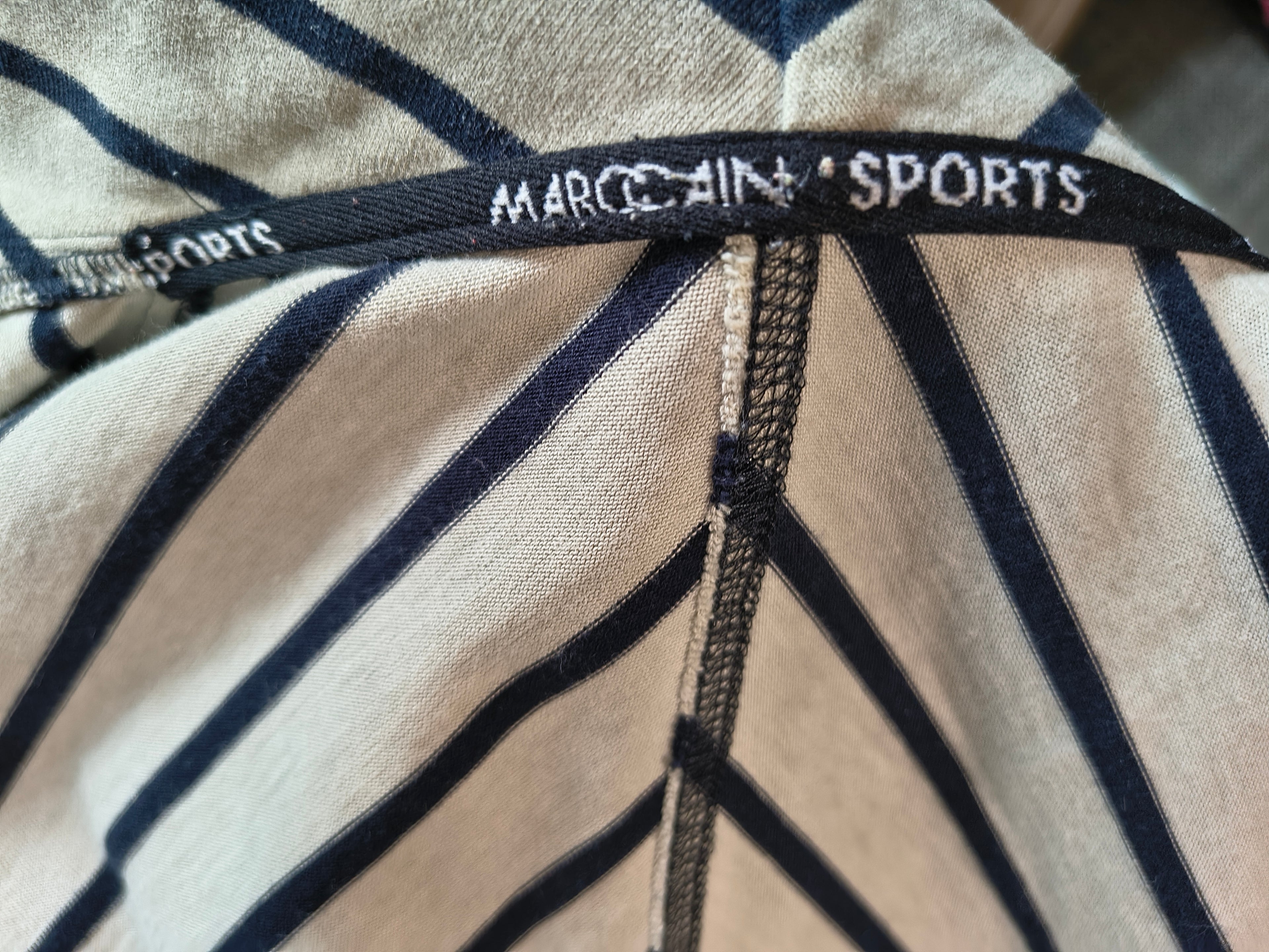 Marc Cain Zweiteiler – Jacke & Rock in Taupe/Schwarz gestreift