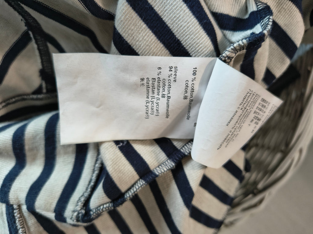 Marc Cain Zweiteiler – Jacke & Rock in Taupe/Schwarz gestreift