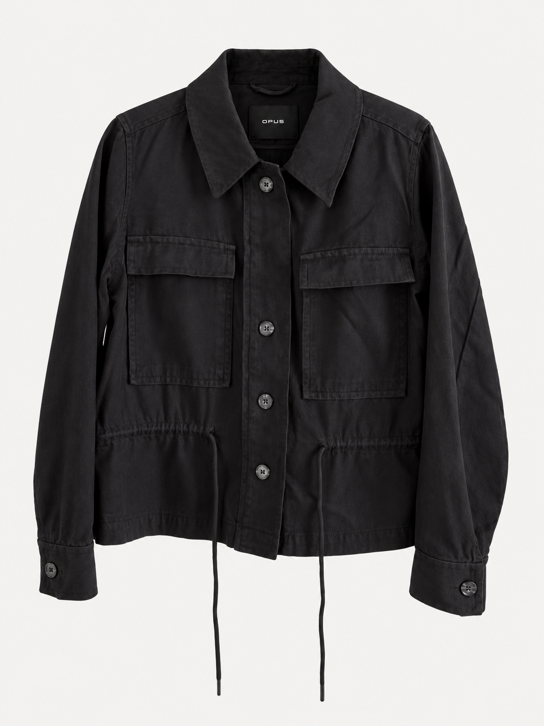 OPUS – Schwarze Jacke mit Taillenzug – Größe 40